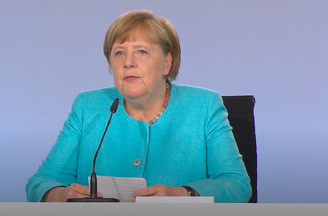 Bundeskanzlerin Angela Merkel gibt Statement zum Konjunkturpaket während Pressekonferenz
